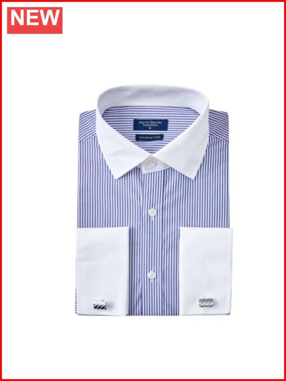 Wrinkle Free French Cuff Dress Shirt Men Regular Fit Long Sleeve Button-Down